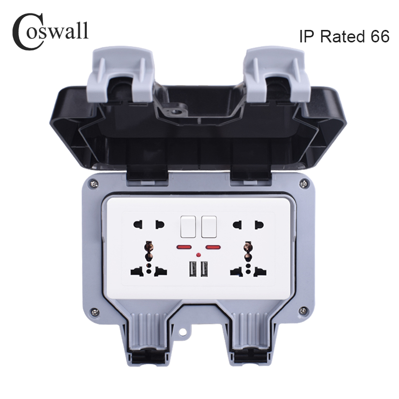 Outdoor Power Outlet Weatherproof - Coswall-スイッチコンセントip66,防水,耐候性,屋外ボックス,13a,デュアルユニバーサル/英国,usb充電ポート付き