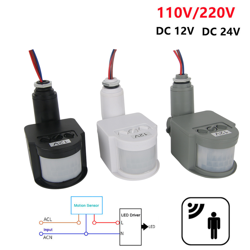 Outdoor Power Outlet Weatherproof - 赤外線モーション検出器,220/110V,12/24 V,自動壁掛けタイマー,LEDモーションセンサー,屋外照明