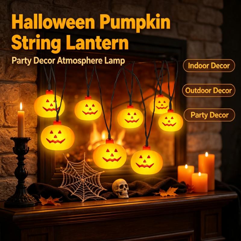 Outdoor Power For Lights - 電池式ハロウィンパンプキンストリングライト20LED、ジャックオーランタンガーランド、屋内外パーティー、秋祭り用