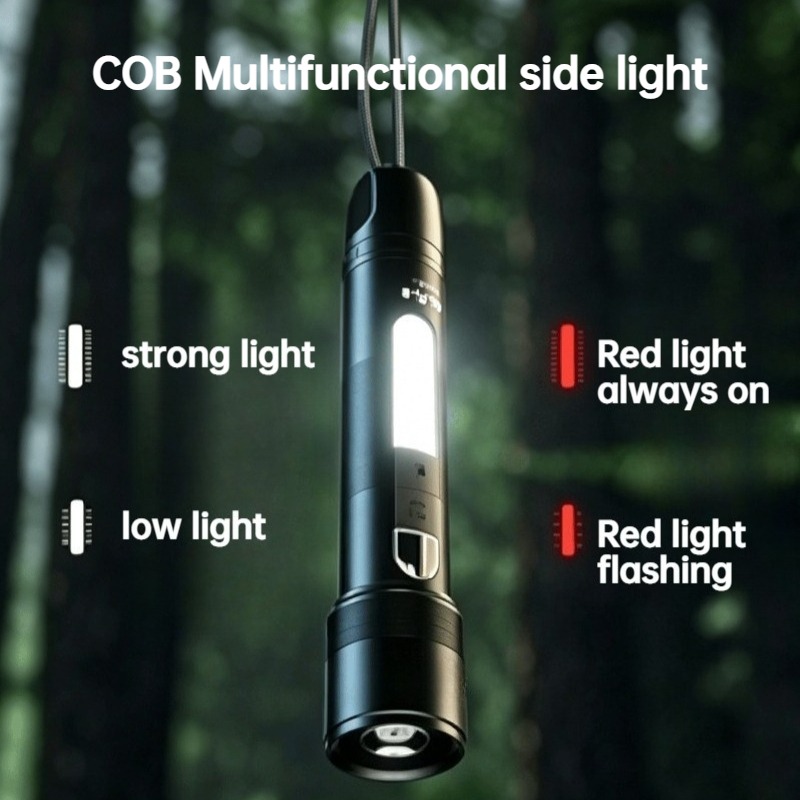 多機能 LED 懐中電灯ズーム可能な COB サイドライト充 - Outdoor Power For Lights のレビューと価格