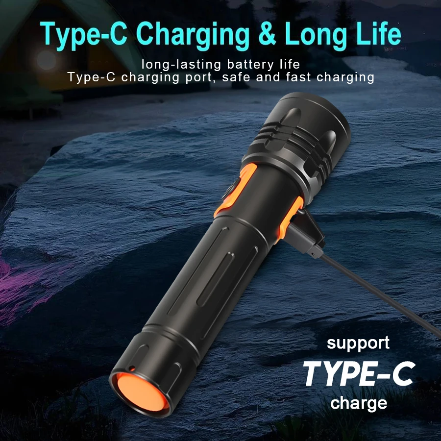 ハイパワー LED 懐中電灯 USB 充電式トーチ、伸縮ズー - Outdoor Power For Lights のレビューと価格