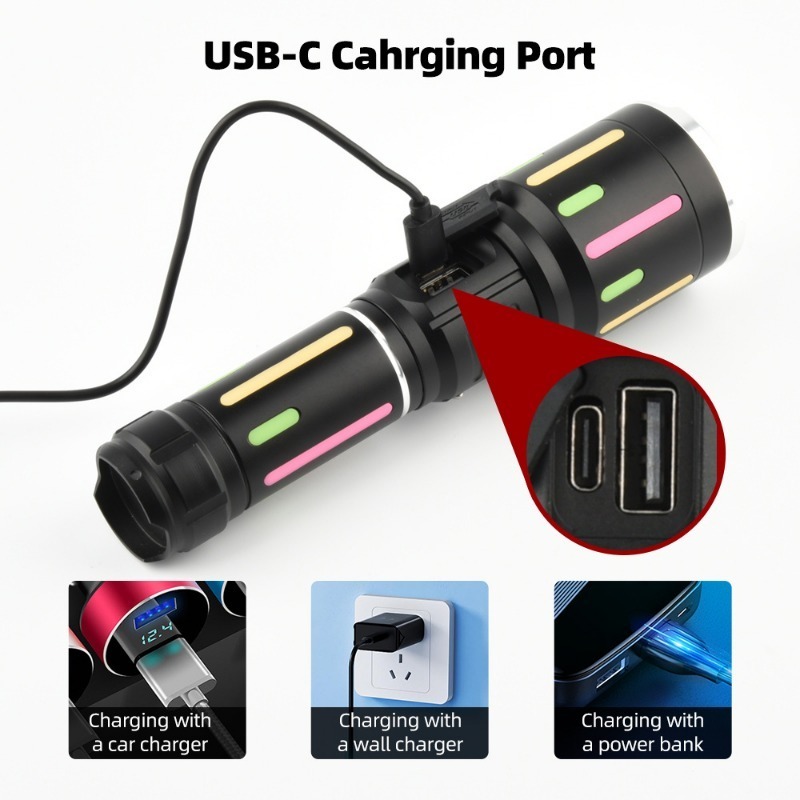 ハイパワー白色光蛍光懐中電灯充電式ズーム可能長距離懐中電灯屋 - Outdoor Power For Lights のレビューと価格