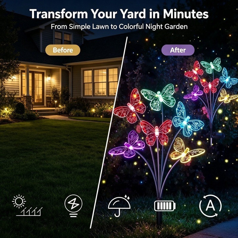 ソーラー式バタフライライト、防水LEDガーデンステークライト - Outdoor Power For Lights のレビューと価格