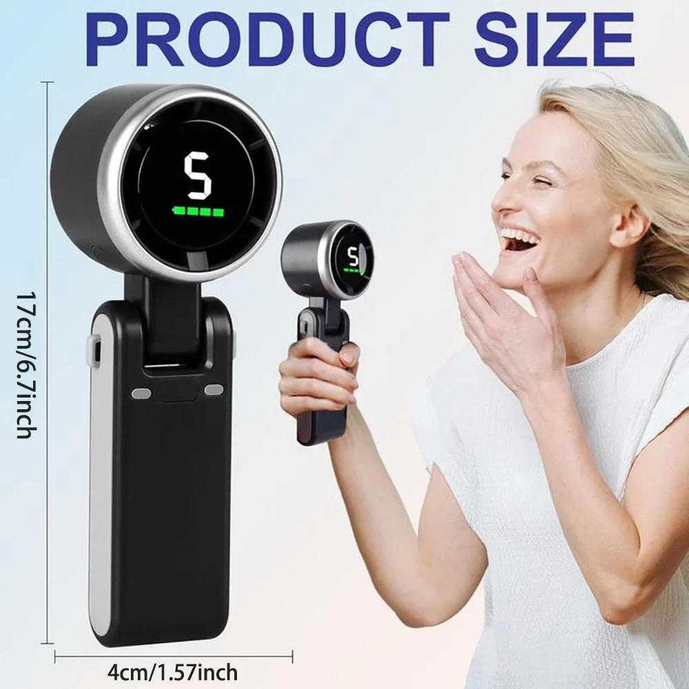 ハンドヘルドファン 5段階高速設定 デジタルスクリーン 折り - Outdoor Usb Power Supply のレビューと価格