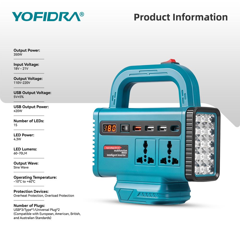 YOFIDRA 220V ポータブルパワーインバーター 屋外 - Outdoor Usb Power Supply のレビューと価格