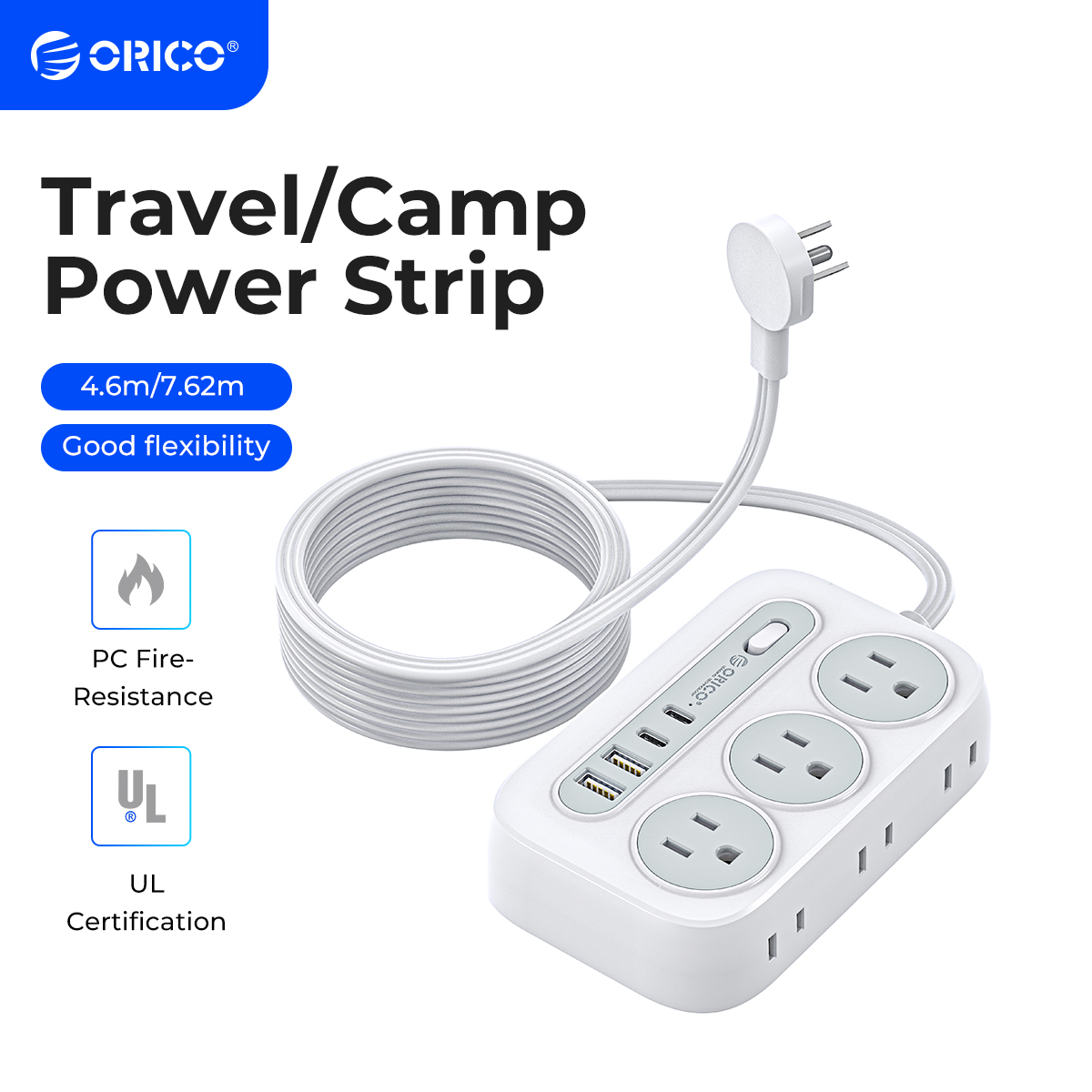 Orico-6つのソケットを備えた電源タップ,拡張コード,2 - Outdoor Usb Power Strip のレビューと価格