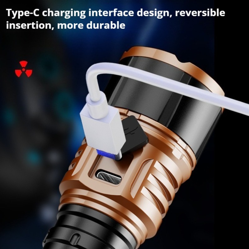 強力な光ハイパワー LED 懐中電灯タイプ C 充電防水アル - Outdoor Power For Lights のレビューと価格